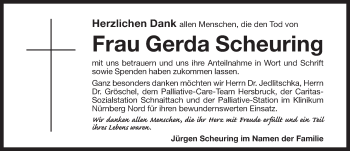 Traueranzeige von Gerda Scheuring von Pegnitz-Zeitung
